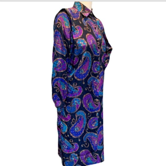 VTG Schrader Petite Sz 6 Shirt Dress Pockets Paisley & Equestrian Print #20B - Picture 1 of 9
